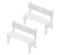 MOKKHNB Panchina da Parco in Miniatura in Legno Bianco, Accessorio per Casa delle Bambole e Micro Paesaggi, Dettagli Realistici, Design Compatto, per Scenografie Creative e Ambientazioni