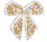 MOKKHNB Patch Termoadesiva a Forma di Fiocco Strass Color Giallo, Decorativa e Riparatrice per Abbigliamento e Cuscini, per Decorare Zaini e Vestiti