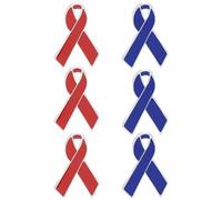 MOKKHNB Set 6 Spille Nastro Rosso di Sensibilizzazione per Raccolta Fondi, Distintivi per Eventi di Beneficenza, Accessori Simbolici per Donne e Uomini, Supporto per Campagne