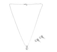 MOKKHNB Set di Gioielli Donna con Collana di Perle Vere e Orecchini in Zircon e Rame, Elegante e Fatto a Mano, per Feste di Capodanno e Club, Confezione da 3 Pezzi