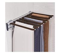 MOKLYF Porta Pantaloni Estensibile a 9 Bracci, Porta Pantaloni Estraibile Multifunzionale, Asta Appendiabiti Scorrevole Laterale, Organizer per Vestiti(Montaggio Lato Sinistro Marrone