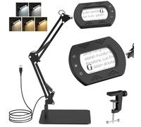 Moko 15X 30X Lente D'Ingrandimento Con Luce E Supporto, Lampada Da Tavolo Con Pinza, Cerca Con 5 Modalità Di Colore, Luce Led Regolabile In Continuo, Lente D'Ingrandimento Da Tavolo Per Lavoro, Nera