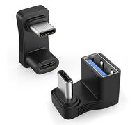 MoKo 2 adattatori da 180° USB C maschio a USB-C femmina a forma di U, connettori in ABS con video 4K a Ricarica Rapida PD 100W per Steam Deck Switch PC Tablet Telefono, Nero