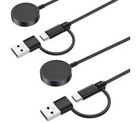MoKo 2 in 1 Caricatore per Samsung Galaxy Watch 8/8 Classic/7/Ultra/6/5/5 Pro/4/3/Active2/FE, Caricabatterie Magnetico con Cavo Intrecciato Nylon da 1 m e Adattatore da USB-C a USB-A, 2 Pezzi