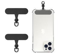 MoKo 2 Pack Phone Tether Tab, patch di cordino del telefono ruotabile a 360°, parte di ricambio della cinghia del telefono in poliestere con anello smerigliato in metallo, Nero