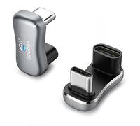 MoKo 2 pezzi Adattatori, 180° Adattatore USB C Maschio a USB-C Femmina a Forma di U, Connettore USB C con Ricarica Rapida PD 140W per Steam Deck Switch Computer Portatile Tablet Telefono, Grigio