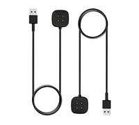 MoKo 2 Pezzi Caricatore Compatibile con Fitbit Versa 4/Versa 3/Sense 2/Sense, Caricabatterie Magnetico con Cavo di Ricarica USB da 1M, Nero