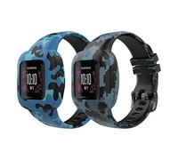MoKo 2 Pezzi Cinturino Compatibile con Garmin Vivofit JR 3, Braccialetto Sportivo di Ricambio in Silicone con Stampata, Blu Mimetico & Mosaico