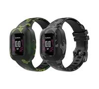 MoKo 2 Pezzi Cinturino Compatibile con Garmin Vivofit JR 3, Braccialetto Sportivo di Ricambio in Silicone con Stampata, Verde Mimetico & Grigio Mimetico