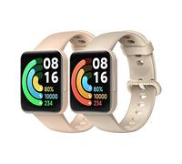 MoKo 2 Pezzi Cinturino Compatibile con Redmi Watch 2 Lite/Xiaomi Poco Watch, Cinturino Sportivo di Ricambio in Morbido Silicone per Donne Uomini, Rosa Chiaro/Avorio