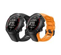 MoKo 2 Pezzi Cinturino Compatibile con Suunto Ambit 1/2/2S/2R/3/3 Sport/3 Run/3 Peak, Braccialetto di Ricambio in Morbido Silicone Accessori per Orologi, Nero + Arancione