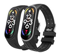 MoKo 2 Pezzi Cinturino Compatibile con Xiaomi Mi Band 7/Smart Band 7, Cinturino Sportivo di Ricambio in Silicone Morbido per Donna Uomo, Grigio + Nero
