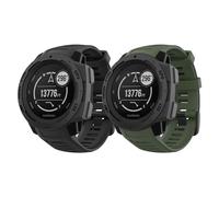 MoKo 2 Pezzi Cinturino per Smartwatch in Silicone Compatibile con Garmin Instinct/Instinct Solar/Tactical/Instinct 2 Accessori per Orologi, Nero+Verde Scuro
