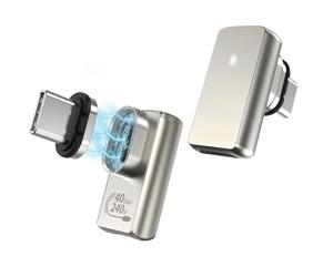 MoKo 240W USB C Adattatore Magnetico 2PZ, Adattatore USB Type C 24 Pin, Trasferimento Dati 40Gbps, Uscita Video 8K/60Hz, per Thunderbolt 3 MacBook Pro/Air, Steam Deck, Connettore Carica Rapida, Piatto