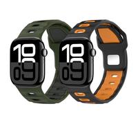 MoKo 2Pack Cinturino Compatibile con Apple Watch Ultra 2/Ultra 49mm,S10 46mm,9/8/7 45mm,SE2/SE/6/5/4 44mm,3/2/1 42mm, Cinturino in Silicone Ispessito di Sostituzione Del Polso Sportivo,NerAra+LAgnNero