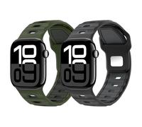 MoKo 2Pack Cinturino Compatibile con Apple Watch Ultra 2/Ultra 49mm,S10 46mm,9/8/7 45mm,SE2/SE/6/5/4 44mm,3/2/1 42mm, Cinturino in Silicone Ispessito di Sostituzione Del Polso Sportivo,LAgnNero+NeroMT