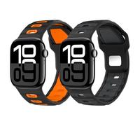 MoKo 2Pack Cinturino Compatibile con Apple Watch Ultra 2/Ultra 49mm,S10 46mm,9/8/7 45mm,SE2/SE/6/5/4 44mm,3/2/1 42mm, Cinturino in Silicone Ispessito di Sostituzione Del Polso Sportivo,NeroAran+NeroMT