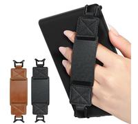 MoKo 2PC Cinturino di Sicurezza per 6-8" eReaders Fire Tablet-Kobo/Voyaga/Lenovo/Sony Kindle E-Book Tablet, Cinturino da Mano Versatile ad Alta Elasticità Supporto Antiscivolo, Nero Croceato+Marrone