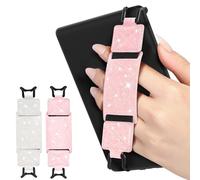 MoKo 2PC Cinturino di Sicurezza per 6-8" Kindle eReaders Fire Tablet - Kobo/Voyaga/Lenovo/Sony Kindle E-Book Tablet, Cinturino da Mano Versatile ad Alta Elasticità Supporto, Rosa Chiaro+ Bianco