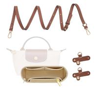 MoKo 2Sets tracolla mini borsa in pelle per Longchamp, borsa in feltro inserto organizzatore mini borse di ricambio, regolabile Punch-Free cinturino fibbia, Marrone