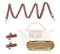 MoKo 2Sets tracolla mini borsa in pelle per Longchamp, borsa in feltro inserto organizzatore mini borse di ricambio, regolabile Punch-Free cinturino fibbia, Marrone