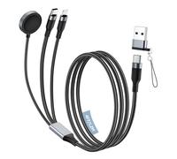 MoKo 3 in 2 Cavo USB C per Caricatore Apple Watch, Cavo di Ricarica Multiplo Compatibile con iPhone/iPad/iWatch serie 11/10/9/8/7/6/5/3/2/1/Ultra 3/Ultra 2/Ultra/SE 3/SE 2/SE, 4FT, Nero