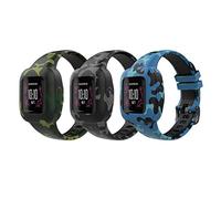 MoKo 3 Pezzi Cinturino Compatibile con Garmin Vivofit JR 3 per Bambini, Braccialetto Sportivo di Ricambio in Silicone con Stampata, Blu/Grigio/Verde Mimetico