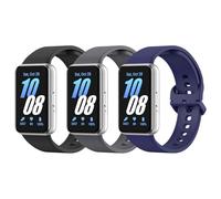 MoKo 3PZ Cinturino Compatibile con Samsung Galaxy Fit 3 per Donna Uomo, Cinturino Sportivo di Ricambio in Silicone Morbido, Nero+Indaco+Grigio Acciaio Platino