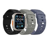 MoKo 3PZ Cinturino Ocean Compatibile con Apple Watch Ultra 3/2/1 49mm,S11/S10 46mm,9/8/7 45mm,SE3/SE2/SE/6/5/4 44mm,3/2/1 42mm, Cinturini di Ricambio Sportivi in Silicone per Uomo Donna,N/B/R