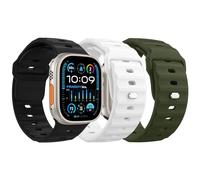 MoKo 3PZ Cinturino Ocean Compatibile con Apple Watch Ultra 3/2/1 49mm,S11/S10 46mm,9/8/7 45mm,SE3/SE2/SE/6/5/4 44mm,3/2/1 42mm, Cinturini di Ricambio Sportivi in Silicone per Uomo Donna,N/V/B