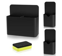 MoKo 3PZ Porta Oggetti Magnetico，1 Portapenne Grande e 2 Piccoli per Lavagna Magnetica con 1 Cancellino Magntico Organizzatore per Lavagna Bianca, Frigorifero, Superficie in Metallo, Nero