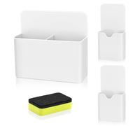 MoKo 3PZ Porta Oggetti Magnetico，1 Portapenne Grande e 2 Piccoli per Lavagna Magnetica con 1 Cancellino Magntico Organizzatore per Lavagna Bianca, Frigorifero, Superficie in Metallo, Bianco