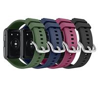 MoKo 4 Pezzi Cinturino Compatibile con Huawei Watch Fit Active/Elegant Smartwatch, Braccialetto Sportivo di Ricambio in Morbido Silicone, Vino Rosso/Blu Notte/Verde Scuro/Nero