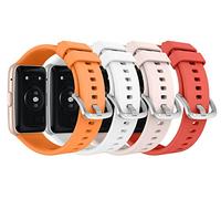 MoKo 4 Pezzi Cinturino Compatibile con Huawei Watch Fit Active/Elegant Smartwatch, Braccialetto Sportivo di Ricambio in Morbido Silicone, Arancione/Bianco/Rosa Sakura/Rosso