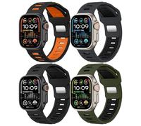 MoKo 4Pack Sportivi cinturini Compatibili con Cinturino Apple Watch Ultra 2/Ultra 49mm 46mm 45mm 44mm 42mm per Uomo, Silicone Cinturino per Apple Watch Ultra 2 iWatch Serie 10 9 8 7 6 5 4 SE,Colore B