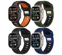 MoKo 4Pack Sportivi cinturini Compatibili con Cinturino Apple Watch Ultra 2/Ultra 49mm 46mm 45mm 44mm 42mm per Uomo, Silicone Cinturino per Apple Watch Ultra 2 iWatch Serie 10 9 8 7 6 5 4 SE,Colore A