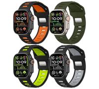 MoKo 4Pack Sportivi cinturini Compatibili con Cinturino Apple Watch Ultra 2/Ultra 49mm 46mm 45mm 44mm 42mm per Uomo, Silicone Cinturino per Apple Watch Ultra 2 iWatch Serie 10 9 8 7 6 5 4 SE,Colore F