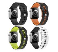 MoKo 4Pezzi Fascia Oceanica Compatibile con Apple Watch Ultra 2/Ultra 49mm,S10 46mm,9/8/7 45mm,SE2/SE/6/5/4 44mm,3/2/1 42mm, Cinturino in Silicone Regolabile con Connettore Metallico, MultiColore B