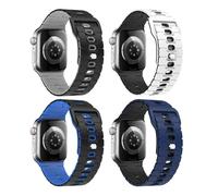 MoKo 4Pezzi Fascia Oceanica Compatibile con Apple Watch Ultra 2/Ultra 49mm,S10 46mm,9/8/7 45mm,SE2/SE/6/5/4 44mm,3/2/1 42mm, Cinturino in Silicone Regolabile con Connettore Metallico, MultiColore A