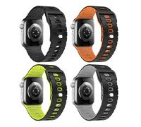 MoKo 4Pezzi Fascia Oceanica Compatibile con Apple Watch Ultra 2/Ultra 49mm,S10 46mm,9/8/7 45mm,SE2/SE/6/5/4 44mm,3/2/1 42mm, Cinturino in Silicone Regolabile con Connettore Metallico, MultiColore D
