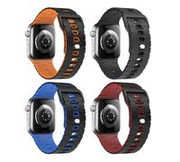 MoKo 4Pezzi Fascia Oceanica Compatibile con Apple Watch Ultra 2/Ultra 49mm,S10 46mm,9/8/7 45mm,SE2/SE/6/5/4 44mm,3/2/1 42mm, Cinturino in Silicone Regolabile con Connettore Metallico, MultiColore E