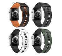 MoKo 4Pezzi Fascia Oceanica Compatibile con Apple Watch Ultra 2/Ultra 49mm,S10 46mm,9/8/7 45mm,SE2/SE/6/5/4 44mm,3/2/1 42mm, Cinturino in Silicone Regolabile con Connettore Metallico, MultiColore F