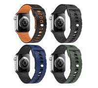 MoKo 4Pezzi Fascia Oceanica Compatibile con Apple Watch Ultra 2/Ultra 49mm,S10 46mm,9/8/7 45mm,SE2/SE/6/5/4 44mm,3/2/1 42mm, Cinturino in Silicone Regolabile con Connettore Metallico, MultiColore G