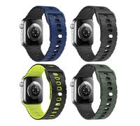 MoKo 4Pezzi Fascia Oceanica Compatibile con Apple Watch Ultra 2/Ultra 49mm,S10 46mm,9/8/7 45mm,SE2/SE/6/5/4 44mm,3/2/1 42mm, Cinturino in Silicone Regolabile con Connettore Metallico, MultiColore C