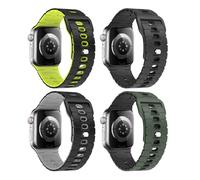MoKo 4Pezzi Fascia Oceanica Compatibile con Apple Watch Ultra 3/2/1 49mm,S11/S10 46mm,9/8/7 45mm,SE3/SE2/SE/6/5/4 44mm,3/2/1 42mm, Cinturino Silicone Regolabile con Connettore Metallico, MultiColore H