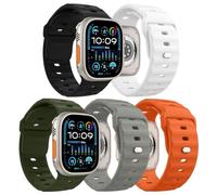 MoKo 5PZ Cinturino Ocean Compatibile con Apple Watch Ultra 2 49mm 46mm 45mm 44mm 42mm per Uomo Donna, Cinturini di Ricambio Sportivi in Silicone per iWatch Serie 10 9 8 7 6 5 4 SE Ultra 2 1,5 Colori C