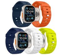 MoKo 5PZ Cinturino Ocean Compatibile con Apple Watch Ultra 3/2/1 49mm,S11/S10 46mm,9/8/7 45mm,SE3/SE2/SE/6/5/4 44mm,3/2/1 42mm, Cinturini di Ricambio Sportivi in Silicone per Uomo Donna,5 Colori A