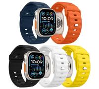 MoKo 5PZ Cinturino Ocean Compatibile con Apple Watch Ultra 2 49mm 46mm 45mm 44mm 42mm per Uomo Donna, Cinturini di Ricambio Sportivi in Silicone per iWatch Serie 10 9 8 7 6 5 4 SE Ultra 2 1, Colore F