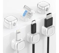 MoKo 6 Pezzi Clip per Cavi, Supporto per Cavo, Portacavi Magnetici, Organizzatore Magnetico per Cavi, Cable Organizer per Comodino, Scrivania, l'ufficio, l'auto, Parete, Bianco