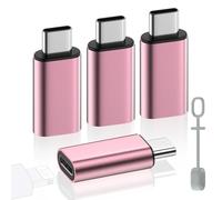 MoKo Adattatore da Lightning a USB C per iPhone Air 17 16 15 PRO Max Plus, iPad PRO/Air, Galaxy S25 S24, 4PZ Adattatore iPhone a USB C Supporto per Ricarica, Non per Auricolari/Audio/OTG, Rosa